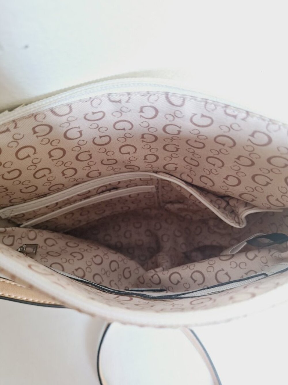 Guess Logo Crossbody Bag Cream Beige - Picture 6 of 9